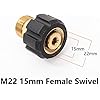 WXNANY Pressure Washer Adapter, Metric M22 15mm Female Thread to M22 14mm Male Fitting, 5000 PSI