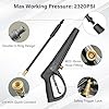 WXNANY Replacement Pressure Washer Gun Power Spray Car Wash Gun with Extension Wand M22-15mm Thread Fitting 5 Nozzle Tips and Holder, 2600PSI 6GPM