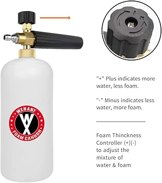 WXNANY 1 Liter Bottle Pressure Washer Foam Cannon with 1/4” Quick Connector