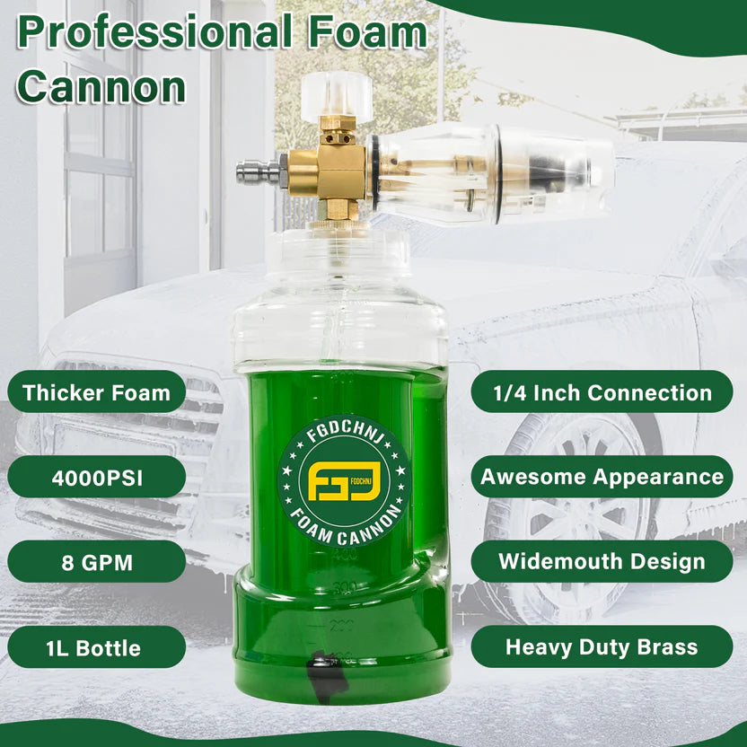 FGDCHNJ 4000 PSI Foam Cannon – 360° Nozzle, 1L Bottle