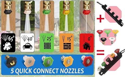 WXNANY Foam Lance Cannon Kit with 1 Wash Sprayer 1 Liter Bottle 1 Coupler 5 Tips and Holder