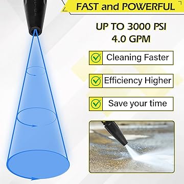 WXNANY 5000PSI Pressure Washer Turbo Nozzle 1/4 inch Quick Connect for Car Washer Tips, Rotating Pressure Washer Nozzle 4.0 GPM 4.0 Orifice