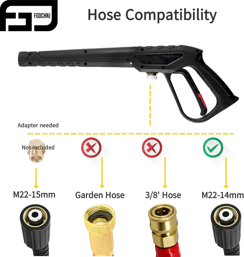 FGDCHNJ 3600 PSI Pressure Washer Gun with 36” Wand & 5 Nozzles