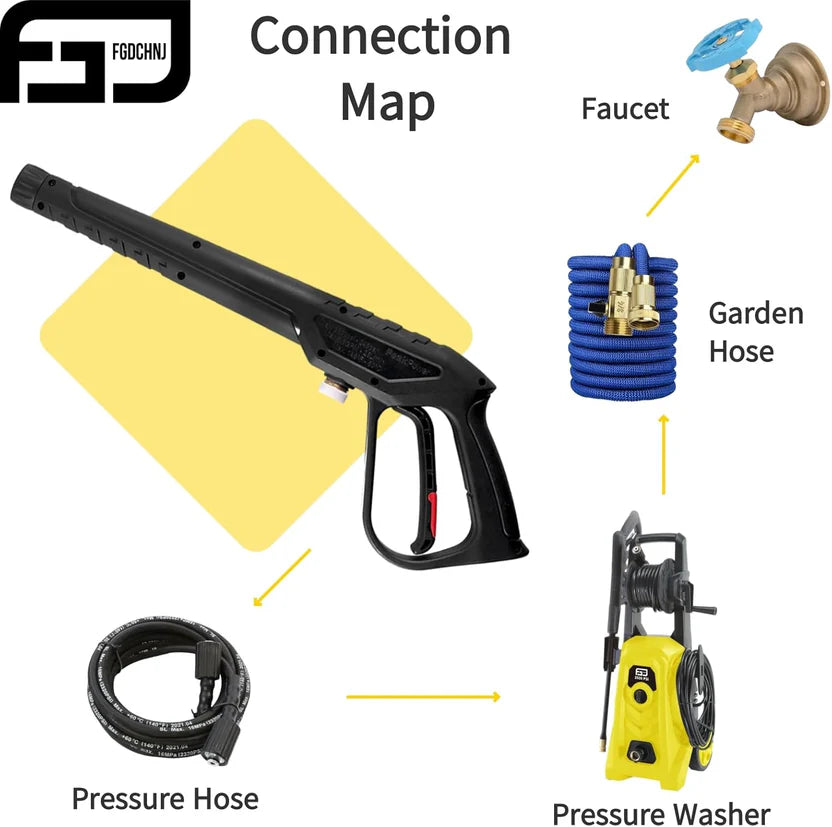 FGDCHNJ 3600 PSI Pressure Washer Gun with 36” Wand & 5 Nozzles