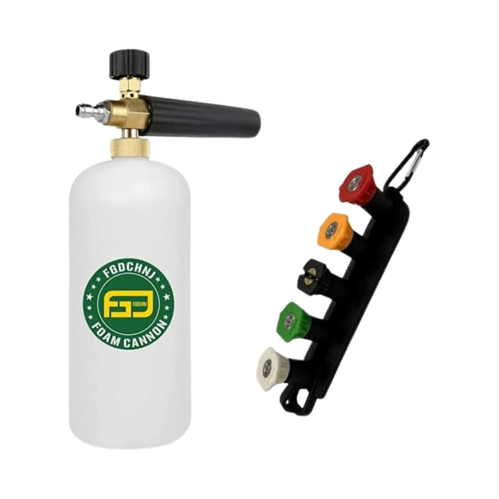 FGDCHNJ Foam Cannon Lance with 1/4” Standard Quick Connector for Pressure Washer Gun Plus 5pc Nozzle Tips and Holder