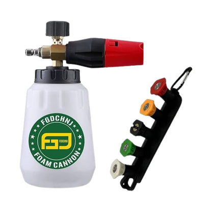 FGDCHNJ Pressure Washer Foam Cannon, Heavy Duty Foam Wash Gun, Adjustable Car Foam Spray for Pressure Washer with 1/4 Inch Connector, 1 Liter Bottle with 5pc Nozzle Tips