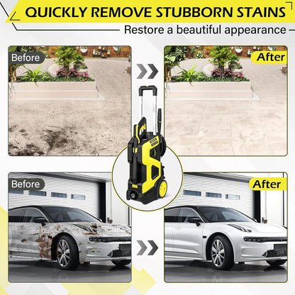 WXNANY 2500PSI Electric Pressure Washer with Build-in Hose Reel, Adjustable Wand and Turbo Spray Nozzle 1.76GPM Power Washer Electric Powere with on Borad soap Cannon for Car, House, Patio Cleaning
