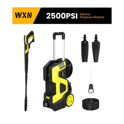 WXNANY 2500PSI Electric Pressure Washer with Build-in Hose Reel, Adjustable Wand and Turbo Spray Nozzle 1.76GPM Power Washer Electric Powere with on Borad soap Cannon for Car, House, Patio Cleaning