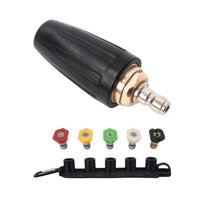 WXNANY 1/4 inch Quick Connect Turbo Nozzle Universal for Pressure Washers, Pressure Washer Rotating Nozzle, 3000 PSI, 5 Pcs Nozzle Tips and Holder Set