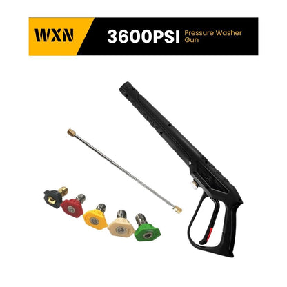 WXNANY High Pressure Washer Gun with Replacement Wand Extension 5 Adjustable Nozzle Tips for Cars Fences Driveways Patios, M22-14mm Fitting, Max 3600 PSI, 6.6GPM