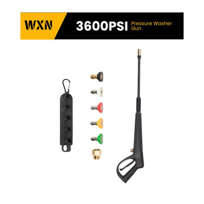 WXNANY Replacement Pressure Washer Gun Power Spray Car Wash Gun with Extension Wand M22-15mm Thread Fitting 5 Nozzle Tips and Holder, 2600PSI 6GPM