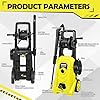 WXNANY Electric High Pressure Washer, 2030 Max PSI 1.76 GPM 14-Amp 1680W for Cars Fences Driveways Patios with 4 Nozzles, Foam Cannon and Hose Reel, Yellow