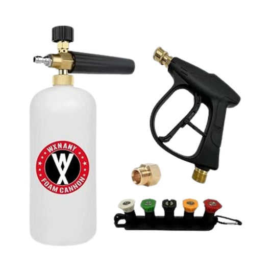 WXNANY Foam Lance Cannon Kit with 1 Wash Sprayer 1 Liter Bottle 1 Coupler 5 Tips and Holder